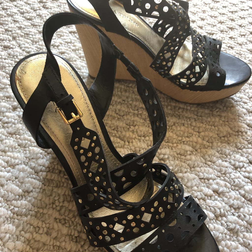 High Black Wedge Sandals